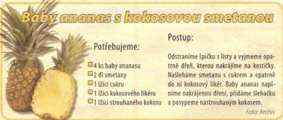 Baby ananas s kokosovou smetanou