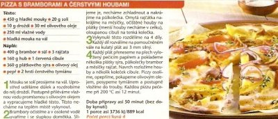 Pizza s bramborami a čerstvými houbami