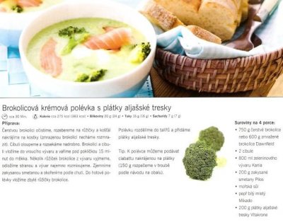 Brokolicová krémová polévka s plátky aljašské tresky