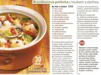 Bramborová polévka s houbami a slaninou