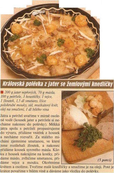 Královská polévka z jater se žemlovými knedlíčky