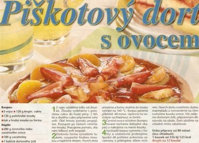 Piškotový dort s ovocem 1