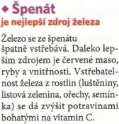 Špenát je nejlepší zdroj železa