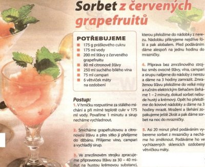 Sorbet z červených grapefruitů